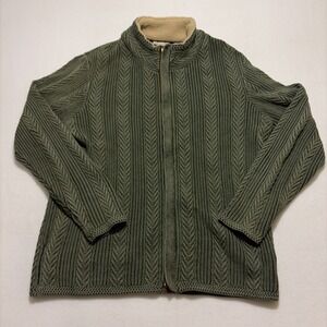 Carbon 2 Cobalt Timberline Cable Knit Mens XL Green Sherpa Zip Jacket 155171